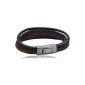 Fossil Men Bracelet Stainless Steel 18.5 + 1.5 cm brown leather JF00543797 (jewelry)