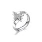 JewelryWe Jewelry Ring Butterfly Woman Open Alliance Brilliant Birthday Stainless Steel Rings Fancy Color Silver Width 1.1cm (Ring Size 57) (Jewelry)