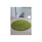 benuta Shaggy Shag Carpet / Swirls long strands Cheap Green Round ø 120 cm - Oeko-Tex Standard Quality 100-100% Polypropylene - Kingdom - Machine-woven - Salon