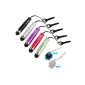 5 x Mini Pen Silver / Purple / Black / Red / Green with 3.5mm adapter for the Touchscreen Tablets and Smartphones + pad to clean the screen of the Mobile (iPhone, iPad, Samsung, Motorola, LG, HTC, Blackberry ) (electronic devices)