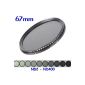 67mm Vario ND filters ND2 ND4 ND8 ND16 ND32 to ND400 Fader Variable lenses for DSLR camera photo filters (Electronics)