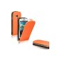 Cool Gadget Flip Case Case - for Samsung Galaxy S3 Mini (i8190 i8200) in Orange + 1x Protector (Electronics)