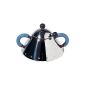 Alessi Sugar bowl with spoon stainless steel handles light blue and black button (household goods)