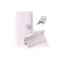 Uming Series camellias Samsung Galaxy Note 3 N9000 N9005 with stand Folio Stand Leather Wallet Case PU Flower Lattice Grid Flip Bag Protector Skin - White + 1PC Anti taking dust (Electronics)