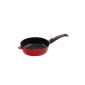 King P4843R cast aluminum frying pan with removable handle, ceramic coating, size approx 28 cm, red (Housewares)