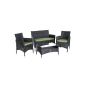 Ultra Natura 200100001054 Rattan set with glass table, black / green (garden products)