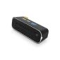 Auna Rocketbox 2.0 - Mini soundbar portable bluetooth speaker with USB and SD ports FM tuner (20 preset stations, alarm, Nokia battery) - Black (Electronics)