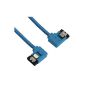 InLine SATA 6Gb / s connection cable round - angled right + left - blue - with flap - 0.3m, 27708A (Personal Computers)