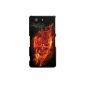 Sony Xperia Z3 Compact Case Cover Hard Case Cover Black - Burning Skull (Electronics)