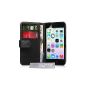 iPhone 5 / 5S Case Cover - PU Leather Case iPhone 5 / 5S Cover Wallet Black (Accessories)