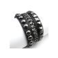 Konov jewelry Men Women bracelet wide leather bracelet, genuine leather, pushbutton, black (jewelry)