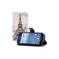 kwmobile® chic leather case for Samsung i8190 Galaxy S3 Mini with media function.  Urban pattern (Paris) (Black White)!  (Wireless Phone Accessory)