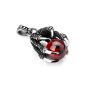 MunkiMix Stainless Steel Necklace Pendant Cubic Zirconia CZ Cubic Zirconia Red Pearl Dragon Ball Claw Gothic Man, chain 58cm (Jewelry)