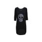 WearAll - Ladies oversize skull print back tail dip hem long round neckline Sleeveless Top - 10 colors - Size 40-54 (Textiles)