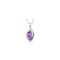 White Gold Plated Bling 12 * 29mm Austrian crystal ruby ​​zircon dangling teardrop pendant jewelry chain with 45cm Purple (jewelry)