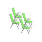Set of 4 Folding chair Garden chair Aluminium Deckchair adjustable green Hochlehner