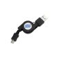 BIRUGEAR Micro USB to sync and charge Retractable Cable - Black / 1M for Samsung Galaxy S3 S III i9300, Galaxy ACE S5830, Galaxy S2 SII i9100, galaxy y S5360, N7000 Galaxy Note, Galaxy Nexus S i9250 (Wireless Phone Accessory )