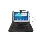 Black leather look case + integrated QWERTY keyboard (French) + port maintenance for tablets Samsung Galaxy Tab P5200 3 / P5210 / P5220, Rating Edition 2014 (SM-P600) and Tab Pro 10.1 