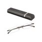 Rimless reading glasses reading aid with stainless steel frame of +1.00 to +3.00 diopters selectable with spring lid case (Misc.)