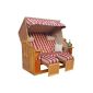 Homelux beach chair BC160-2 Deluxe Polyrattan Sylt Baltic full Lieger incl. 4x pillow XXL160cm Red Beige Checked