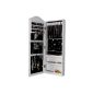 Songmics® 35.1 x 96 x 9.5 cm Jewelry Armoire Storage Wall cabinet with mirror and key (White) JBC83W