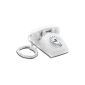 OPIS 60s CABLE: retro phone / telephone vintage / retro design phone / telephone 60s / classic phone with rotary dial (white) (Office Supplies)