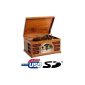 Retro wooden deck, with 3 speed recorder, AM / FM CD player and USB and SD interface for MP3 playback - (beech) (Electronics)