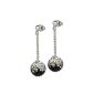 SilberDream sparkling jewelry - earring 925 silver with Swarovski crystals black and white ICE 10mm diameter GSO002 (Jewelry)