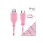 TheBlingZ.® 1M Micro USB meter braided cable for Nokia Blackberry HTC Samsung Galaxy S2 S3 S4 Note 2 mini ACE - Pink