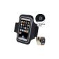 Sports armband round black arm iphone 5 and 5S ideal for sports, jogging or gym with holes for headphones, Reflective tape and pouch key.  (Electronic devices)
