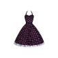 Pretty Kitty Fashion 50s Great Purple Polka Dot Black White Halter Cocktail Dress (Textiles)