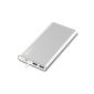 JETech® USB External Battery Portable Power Bank 10000mAh 2-Output Power Bank Ultra-compact External Portable Emergency Pack and Charger for iPhone 6/5/4, iPad, iPod, Samsung Devices, Smart Phones, Tablet PCs (10000mAh Silver) ( Wireless Phone Accessory)