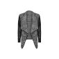 Mark Fashion - Women's Ladies PVC - Wetlook Long Sleeve Open Front Cardigan Boyfriend Blazer waterfall (36/38, Gray) (Textiles)