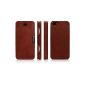 Luxury Leather Case for Apple iPhone 5 and 5S / side hinged / ultraslim / genuine leather / Folder Case / vintage style / color: Dark brown (Electronics)